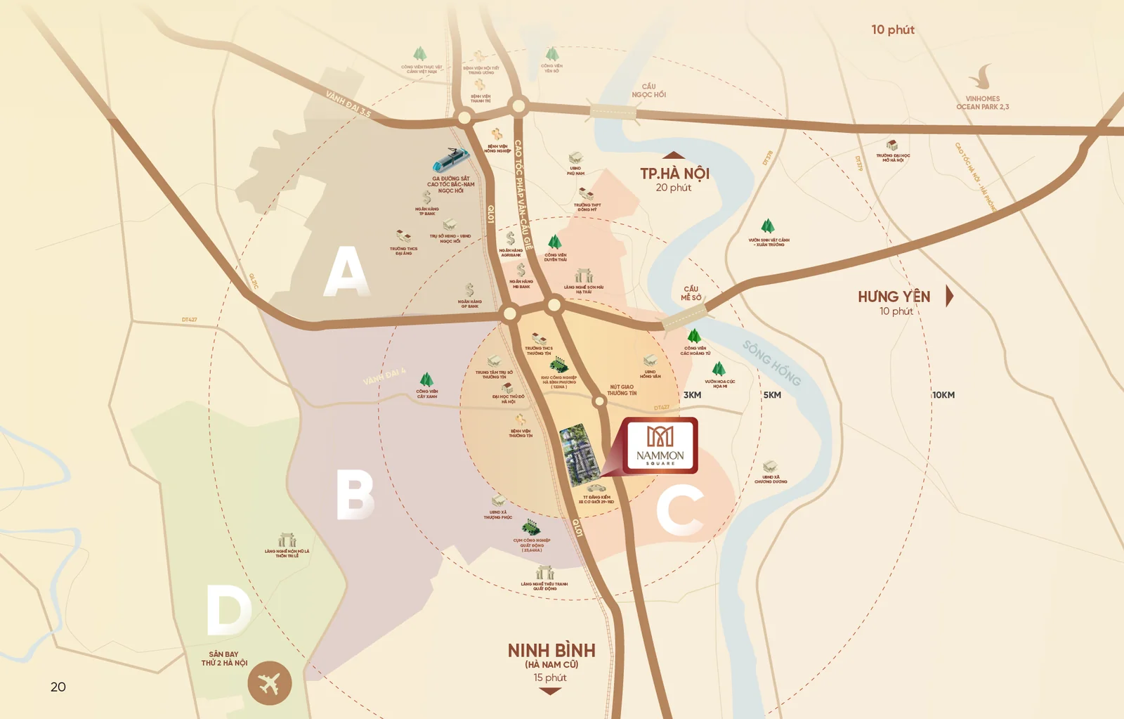 Bản đồ vị trí NAMMON Square trong khu vực cửa ngõ phía Nam Hà Nội