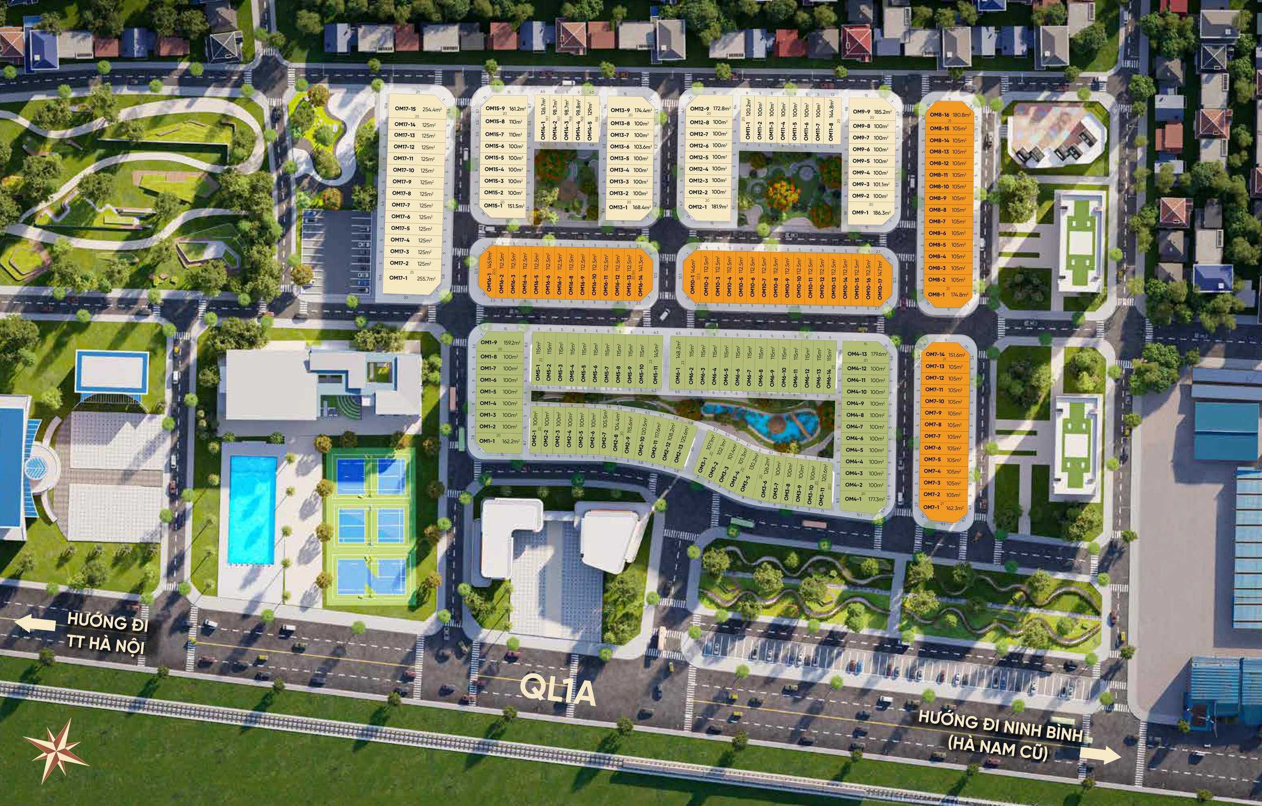 Tổng mặt bằng NAMMON Square với 3 phân khu Vạn Tín, Nam Tín, Ngọc Tín