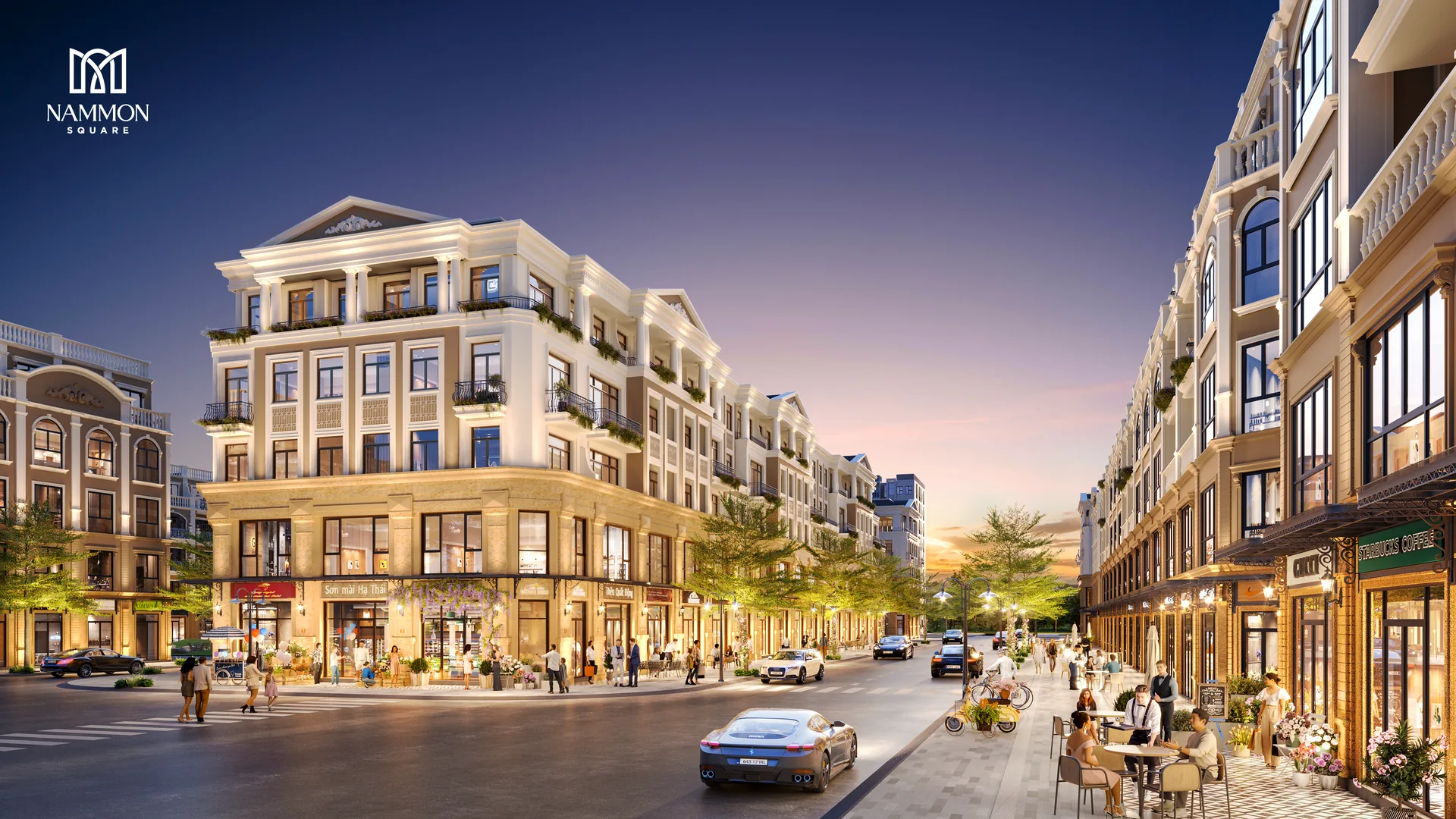 Phối cảnh dãy shophouse NAMMON Square dọc trục đường chính